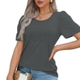 thumbnail image 4 of Meichang T-Shirts pour Femmes 2025 à Manches Courtes, Col Rond, Coupe Ample, Mode d'Été, T-Shirts à devant Plissé, T-Shirts Décontractés de Couleur Unie, 4 of 7