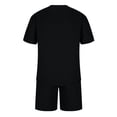 thumbnail image 3 of Mikilon Tenues Tendance pour Hommes Ensemble 2 Pcs Blouse/chemise à Manches Courtes Col Rond Mode Décontractée Couleur Unie Manches Courtes Blouses Chemises Ensembles Noir S, 3 of 8