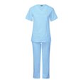 thumbnail image 4 of Penkiiy Women's Short-Sleeved V-Neck Scrub Set, Light Blue, L, 4 of 7