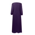 thumbnail image 4 of Robes d'Été pour Femmes 2025 en Chiffon Col en V Manches Longues Plissées Longueur Midi Robe d'Été Violette TTTG, 4 of 5
