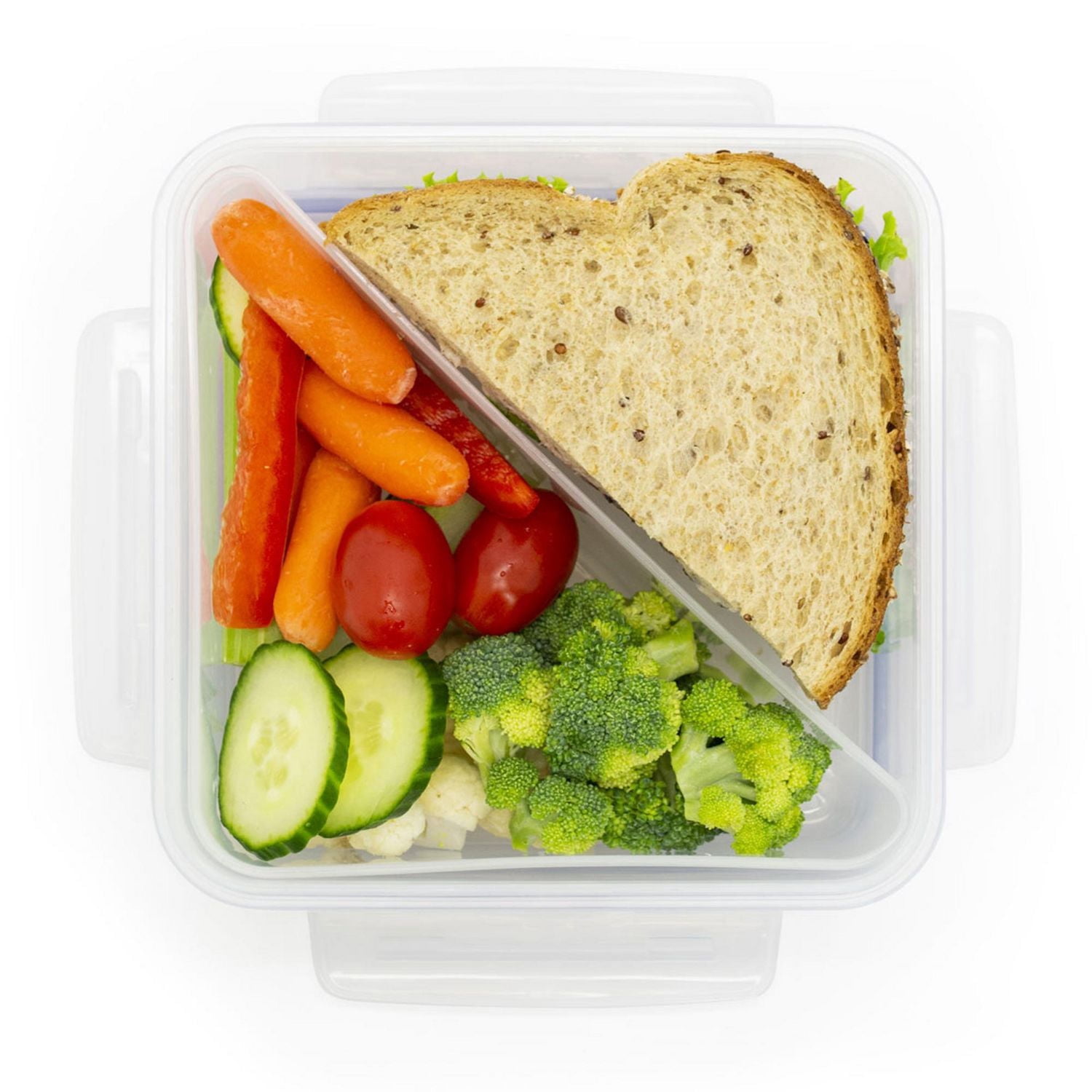 Starfrit Locknlock Divided Food Storage Container, Capacity of 41oz / 1.2L, Removable Triangular Divider