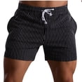 thumbnail image 1 of Mens Shorts Mens Stripe Printed Casual Drawstring Pockets Elastic Sports Shorts, 1 of 9