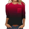 thumbnail image 1 of FAIWAD Womens 3/4 Sleeve Tunic Tops Color Block Round Neck Shirt Soft Lightweight Loose Top with Chest Pockets, 1 of 4