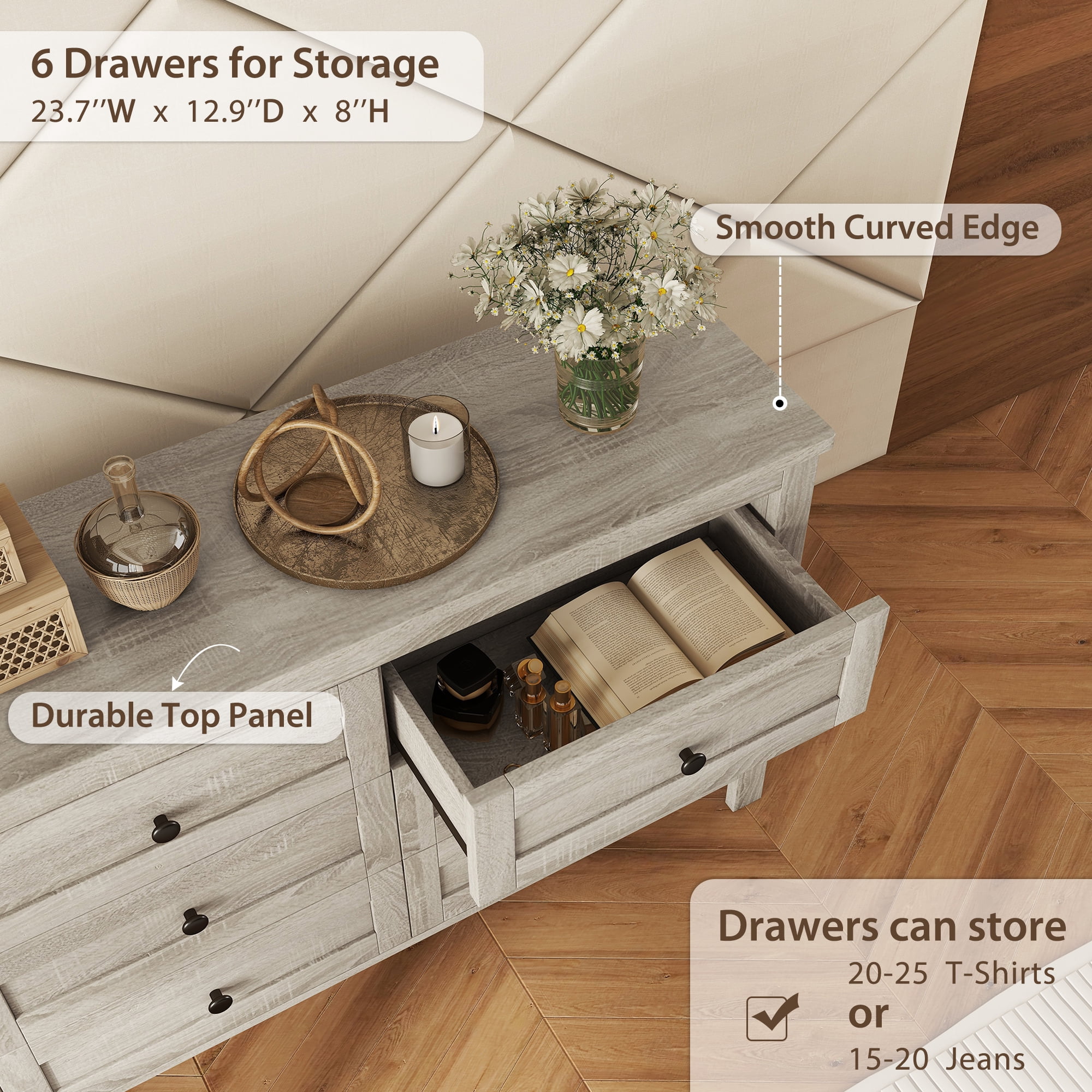 Ensemble de chambre 3 pièces Noble House : lit plateforme de style ferme, grand lit, gris antique