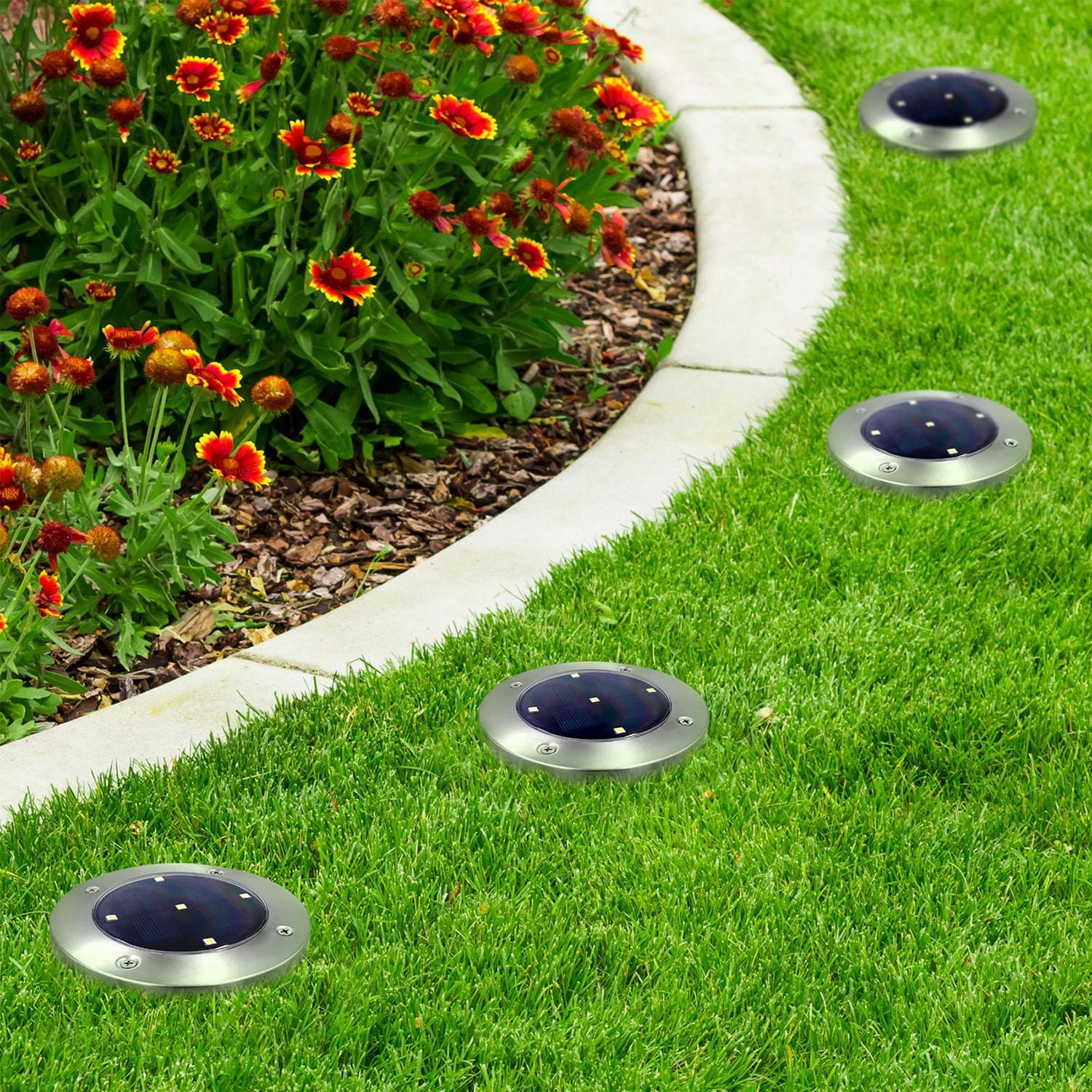 Lampes solaires en acier inoxydable Mainstays avec LED pour jardin, 12 lumens (4 paquet)