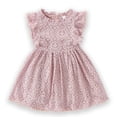 thumbnail image 1 of TopLLC Robe à Manches Courtes Col Rond Imprimé Floral pour Filles avec Manches Volantes Jupe Plissée pour Filles Été Jupe pour Enfants Robe Fille, 1 of 3