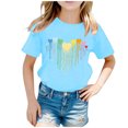 thumbnail image 1 of LUOGENLI T-Shirt pour Filles Enfant Filles Mignon Mode Imprimé Col Rond Manches Courtes Tee Été Décontracté Doux Ample T-Shirt Hauts Maxi Chemises pour Filles Été 2025 Floral Fluide Boho Hauts Bleu 8-10 Ans, 1 of 5