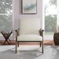 thumbnail image 3 of Fauteuil Weldon en Tissu Blanc Lin avec Cadre Fini Brun Brossé, 3 of 7