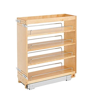 Rev-A-Shelf 448-BC-8C Armoire de Base de 8 Pouces Organisateur de Rangement Coulissant avec Tablettes en Bois Ajustables et Rails Chromés
