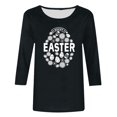 thumbnail image 4 of RKSTN Hauts Grande Taille pour Femmes Oeufs de Pâques Lapin Mignon Imprimé Coupe Ample Hauts Col Rond Manches 3/4 Printemps Été Blouse Douce Hauts, 4 of 4