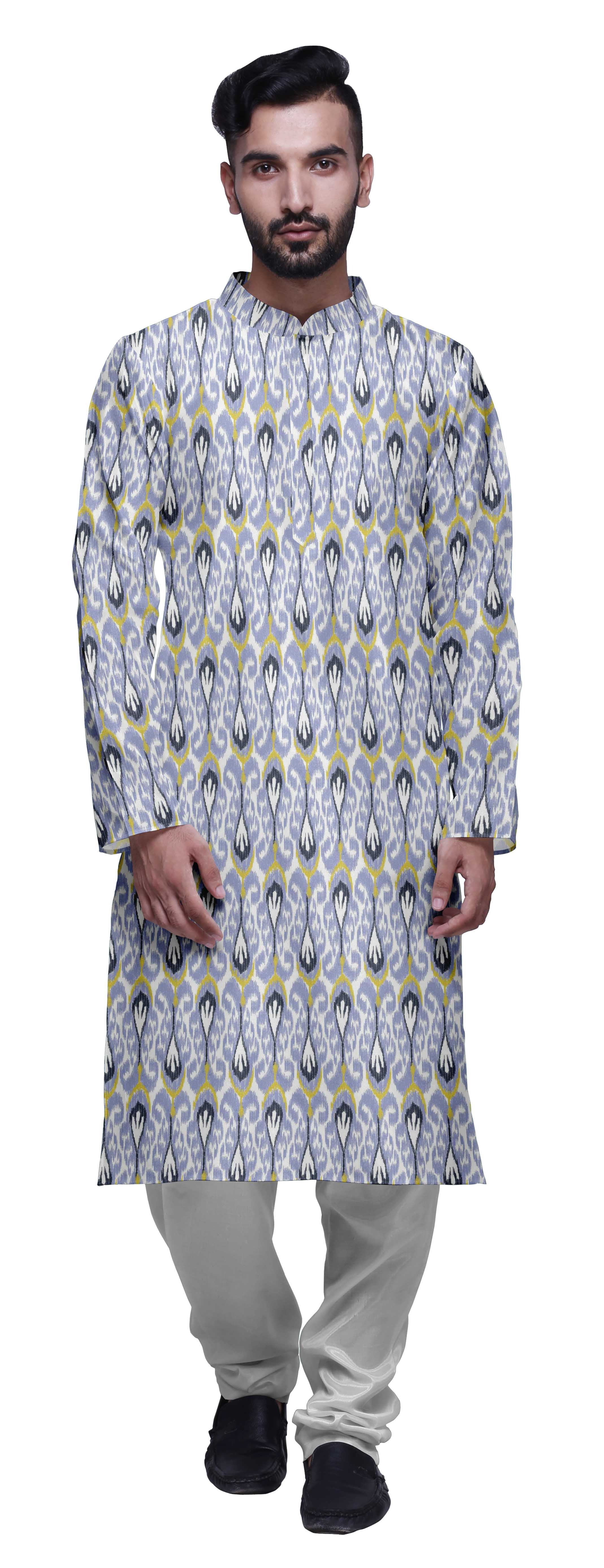 Atasi Kurta Pyjama de Fête pour Hommes, Col Mandarin, Ensemble Ethnique Imprimé Kurta
