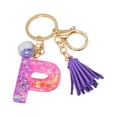 thumbnail image 1 of Hangs Pendant 2 Resin Glittering Letter Keychain with Color Stitching Flowing Design Purple Drop Glue English Character Key Chain, 1 of 5