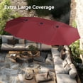 thumbnail image 2 of Parasol de Patio 15 Pi à Double Face pour l'Extérieur, Parasol de Marché Extra Grand avec Manivelle, Base de Parasol Incluse (Rouge Foncé), 2 of 8