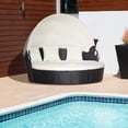 thumbnail image 2 of Outsunny Chaise Longue de Patio avec Canapé-Lit Rond Coussiné 4 Pcs Blanc, 2 of 10