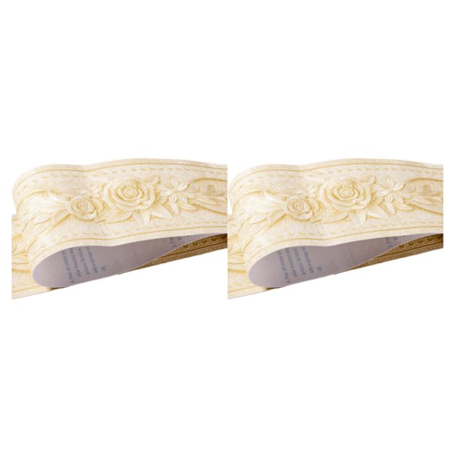 Decodeary Wood Marbling SelfAdhesive Skirting Line Exquisite Workmanship And Retro Fashion PVC Waterproof Waist Line For Wall PVC yellow peony 2Set