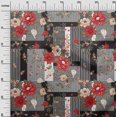 thumbnail image 3 of oneOone Rayon Red Fabric Asian Floral With Geometrical Texture Craft Projects Decor Fabric Printed By The Yard 56 Inch Wide, 3 of 4
