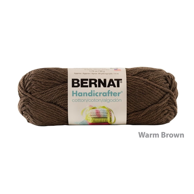 Bernat® Handicrafter® Fil, Coton #4 Moyen Brun Chaud, Écheveau de 1,75 Oz/50 g de Fil de Coton 100 % Cultivé aux É.-U., Poids worsted, Lavable à la machine, Idéal pour le Tricot et le crochet Projets de Déco pour la Maison et la Cuisine.