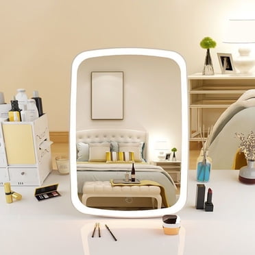 LSLJS Folding Travel Mirror Lighted Makeup Mirror with LED 3 Color Light Modes, USB Rechargable, Portable, Ultra Thin, CompactVanity Mirror with Contact Screen Dimmin, Home Accessories