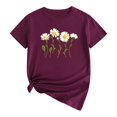 thumbnail image 1 of SMihono Hauts pour Femmes Été Chic Décontracté T-Shirts Décontractés pour Femmes à Imprimé Floral Chandail à Enfiler Col Rond Manches Courtes T-shirt Hauts T-shirt Oversize pour Femmes, 1 of 2
