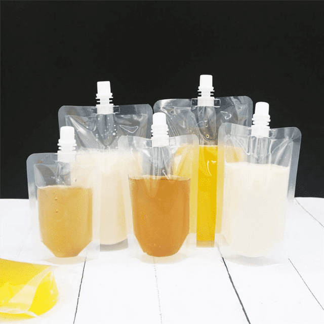 150 Pcs Sac Support pour Liquide 100Ml Étanche Sac d'Emballage pour Boisson Pochette à Bec pour Boisson Jus Lait Café Rangement