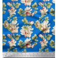thumbnail image 1 of Soimoi Georgette Viscose Tissu Feuilles & Magnolia Imprimé Floral 1 Yard 42 Inch Wide, 1 of 5