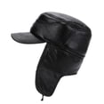 thumbnail image 2 of Adjustable Size Men Genuine Leather Hat Autumn Winter Warm Hats For Men Flat Cap, 2 of 6