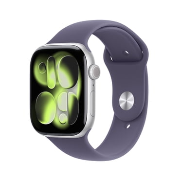 Apple Watch Series 11 GPS 46mm Aluminum Silver Case with Purple Sport Band S/M