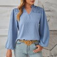 thumbnail image 2 of Timegard Womens Tops Long Sleeve Ruched V-Neck Flowy Lightweight Business Blouse Dressy Casual Loose Tops, 2 of 5