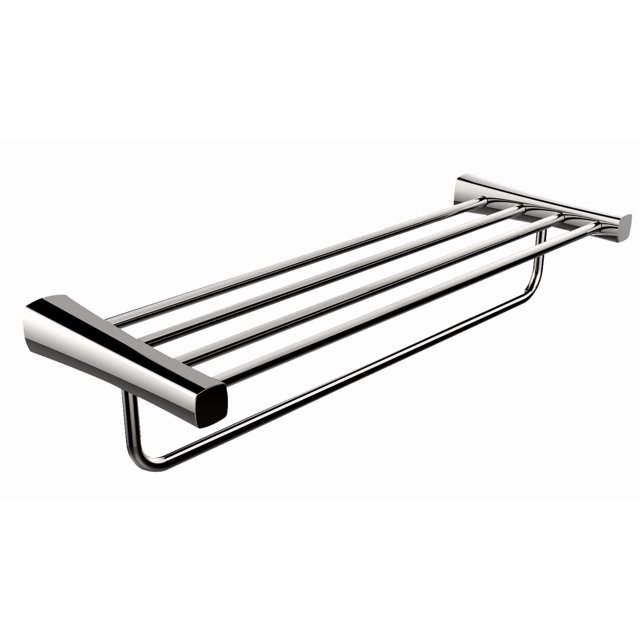 Avanities Barre à Serviettes Rectangulaire en Acier Inoxydable de 23,9 Po L, Couleur chrome, au design Rectangulaire Moderne, avec Quatre Barres Parallèles et une Barre Courbée Inférieure pour un Espace de Suspension Supplémentaire, Conçue pour le Montage Mural dans la Rénovation de Salle de Bain et la Quincaillerie.
