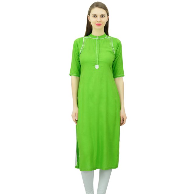Phagun Kurti à Col Mandarin pour Femmes Tunique Ethnique Indienne Haut Kurta en Rayonne pour Dames