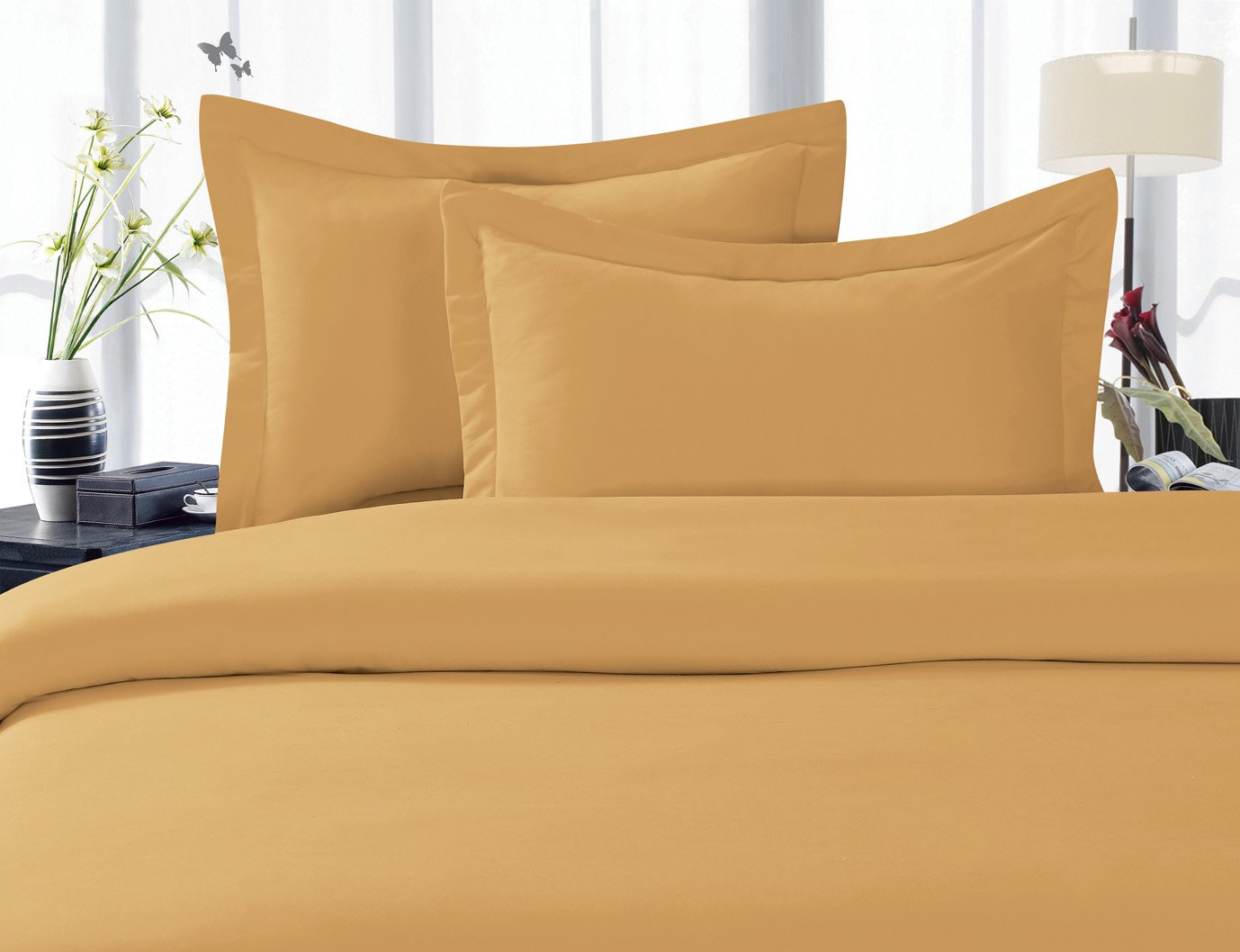 Celine Linen Best, Softest, Coziest Duvet Cover Ever! 1500 Thread Count Egyptian Quality Luxury Super Soft Wrinkle Free 2-Piece Duvet Cover Set , Twin/Twin XL, Camel-Gold