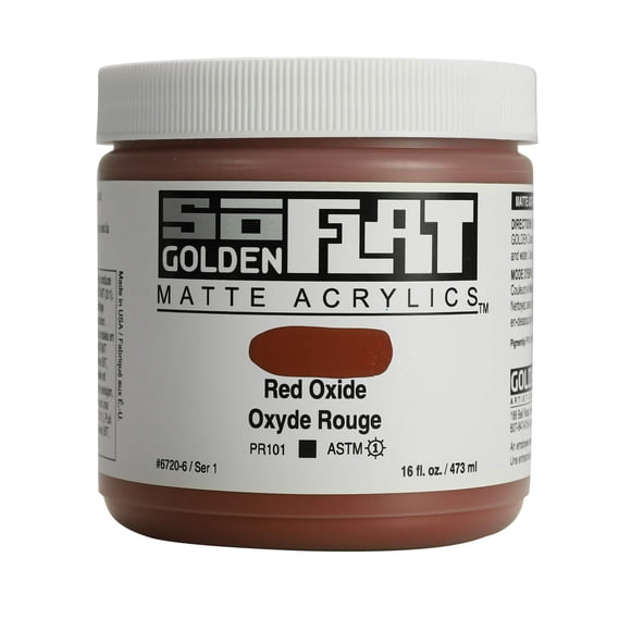 Golden SoFlat Acrylics, Red Oxide, 16 fl. oz./ 473ml Jar