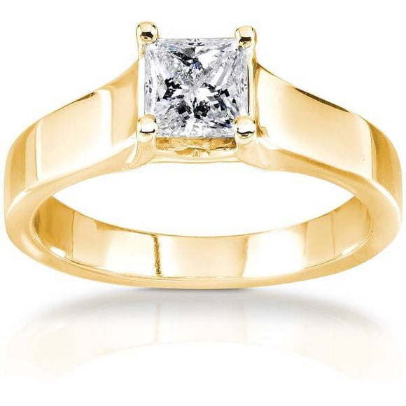 G/SI .50ct Princess Cut Diamond Engagement Ring 14k Yellow Gold