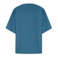 thumbnail image 4 of Mode Femme Été Col Rond Loisirs Manches Courtes Uni Boutons Hauts, 4 of 6
