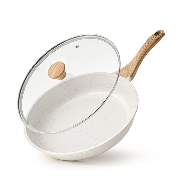 SENSARTE Nonstick Ceramic Frying Pan Skillet with Lid, 12.5 Inch Omelet Pan, Healthy Non Toxic Chefs Pan, Induction Compatible Egg Pan with Heat Resistant Handle, Free of