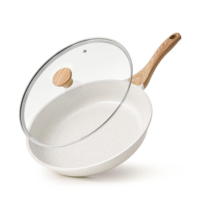 SENSARTE Nonstick Ceramic Frying Pan Skillet with Lid, 12.5 Inch Omelet Pan, Healthy Non Toxic Chefs Pan, Induction Compatible Egg Pan with Heat Resistant Handle, Free of