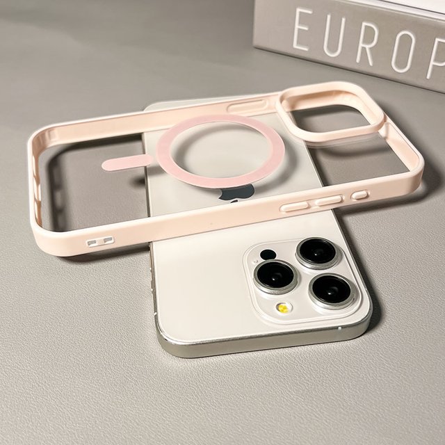 Magnetic Clear Phone Case, Shockproof Silicone Phone Case (Pink,iPhone 13)