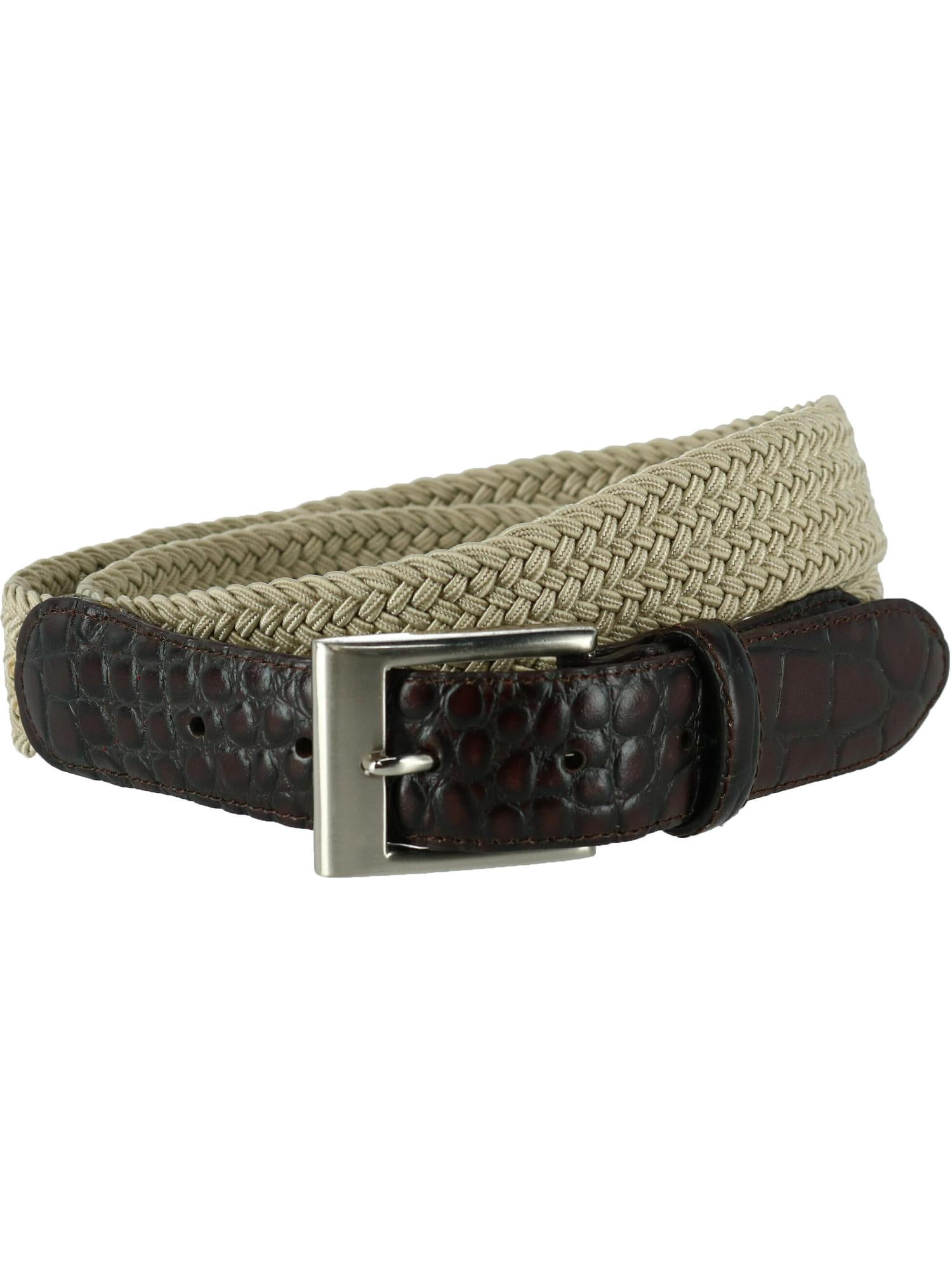 CTM®  Braided Elastic Stretch Belt with Croc Print End Tabs (Men's Big & Tall)
