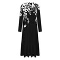 thumbnail image 4 of Erwazi Robe Midi à Manches Longues pour Femmes, Col Rond, Plissée, à Volants, Ligne A, Fluide, Printemps Automne, Décontractée, avec Poches, 4 of 4
