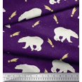 thumbnail image 3 of Soimoi Purple Cotton Cambric Fabric Falling Star & Polar Bear Animal Print Fabric by Yard 56 Inch Wide, 3 of 5