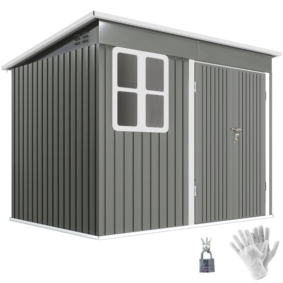 Outsunny 8.5' x 6' Metal Outdoor Storage Shed with Window, Lockable Doors