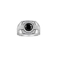 thumbnail image 1 of RYLOS Mens Rings 14K White Gold Designer Round Gemstone &  Sparkling Diamond Ring Onyx October Birthstone Rings For Men, Men's Rings, Gold Rings Sizes 8 - 13, 1 of 7