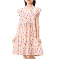 thumbnail image 1 of Robe d'Été pour Fille à Manches à Volants, Décontractée et Fluide, Robe Tunique Évasée à Motif Floral, Robe Chemise, Robe d'Été 3-15 Ans, 1 of 6