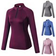 thumbnail image 1 of Haut à Manches Longues Fermeture à Glissière 1/4 pour Femmes, Chandail de Randonnée Athlétique, Course, Entraînement, entraînement Physique, Yoga, Séchage Rapide, 1 of 17
