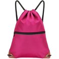 thumbnail image 1 of Sac à Cordon Femmes Hommes Sac de Sport Imperméable Sac à Cordon Sac à Dos de Sport Sac de Gym Grand Sac Résistant à l'Eau Sac à Fermeture Éclair Extérieur Poche - Rose, 1 of 7