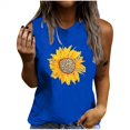 thumbnail image 5 of Hauts Grande Taille pour Femmes Débardeur Sans Manches Imprimé Fleurs de Soleil Été et Printemps Col Rond Décontracté Ample Confortable T-Shirts, 5 of 5