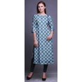 thumbnail image 4 of Bimba Robe Kurti Longue Imprimée Tunique Droite Manches 3/4 Robes pour Femmes Haut, 4 of 6