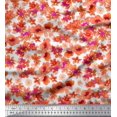thumbnail image 1 of Soimoi Orange Satin Silk Fabric Floral Decor Fabric Printed BTY 42 Inch Wide, 1 of 3
