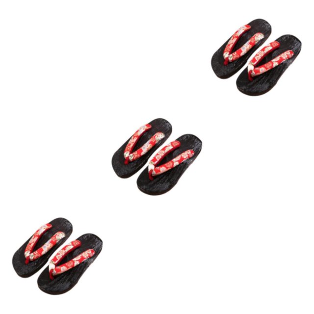 ZheElen Sabots Japonais Pantoufles Geta Sandales Sandales de Plage pour Hommes Femmes 36 Rouge Rond Taille 37 Ensemble de 3