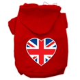 thumbnail image 1 of British Flag Heart Screen Print Pet Hoodies Red Size Sm (10), 1 of 1